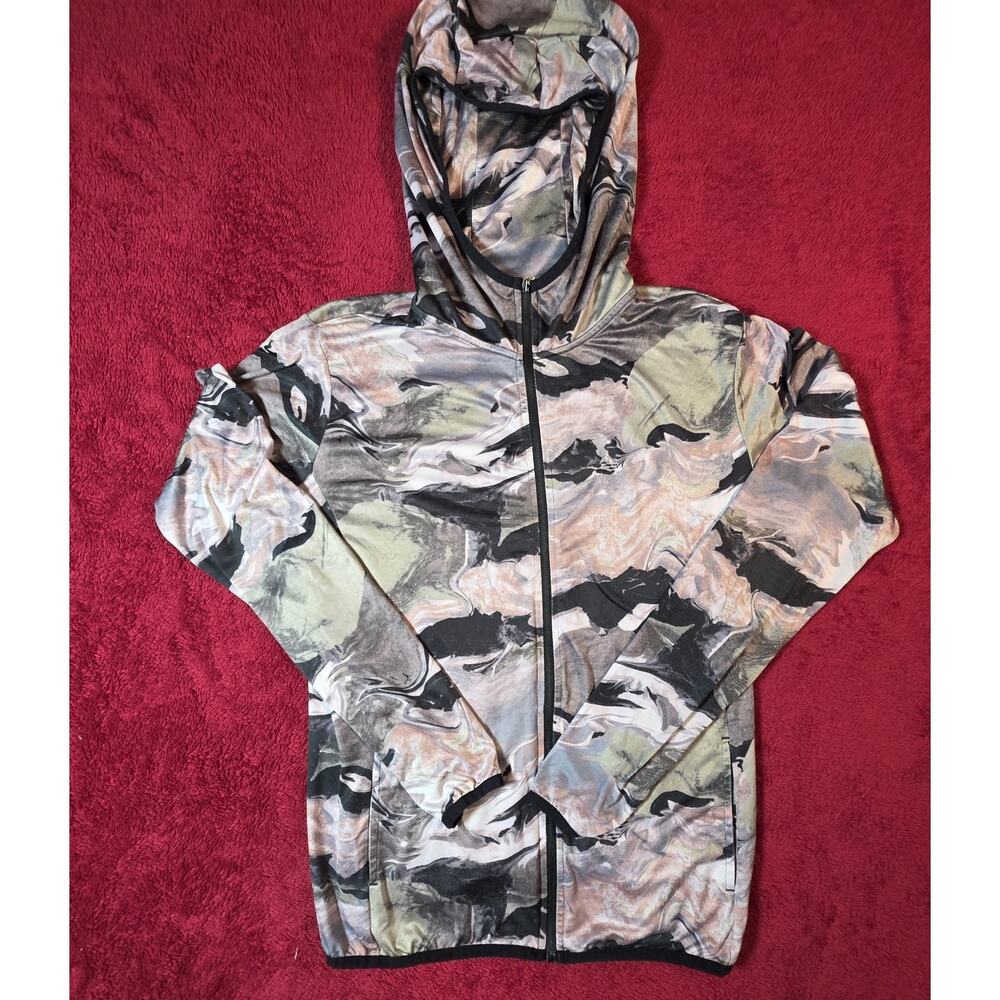 PDI Women’s Small Lightweight Zip Up Hoodie Jacket Abstract Camo Marble Print